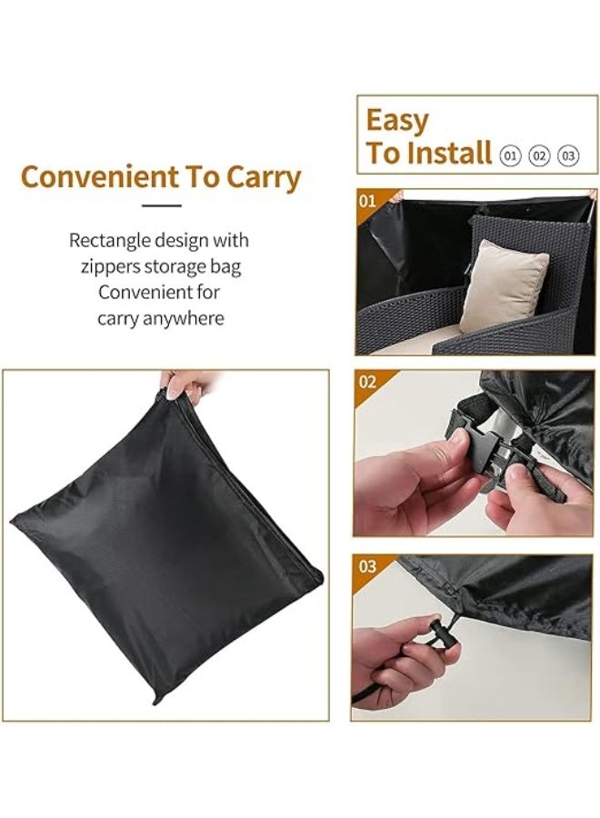 Patio Furniture Set Cover Waterproof, Heavy Duty Funiture Covers for Outdoor Sectional Sofa Set Wicker Rattan Table Chair Rectangular (210CM x 110CM x 70CM) - Image 4